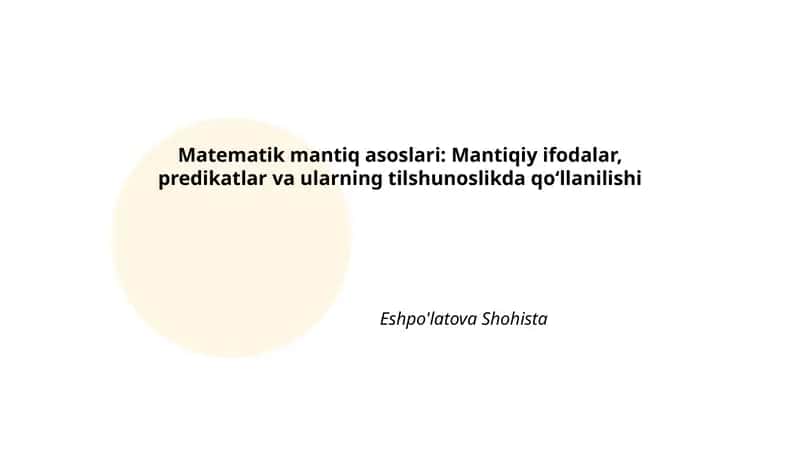 Matematik mantiq asoslari 1