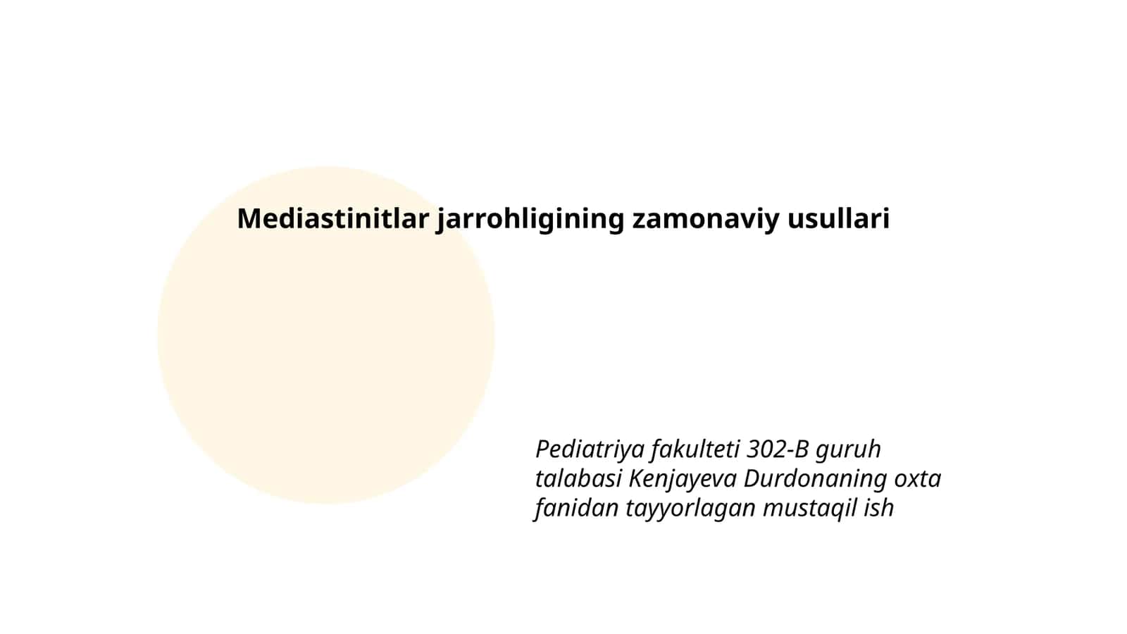 Mediastinitlar jarrohligining zamonaviy usullari 1