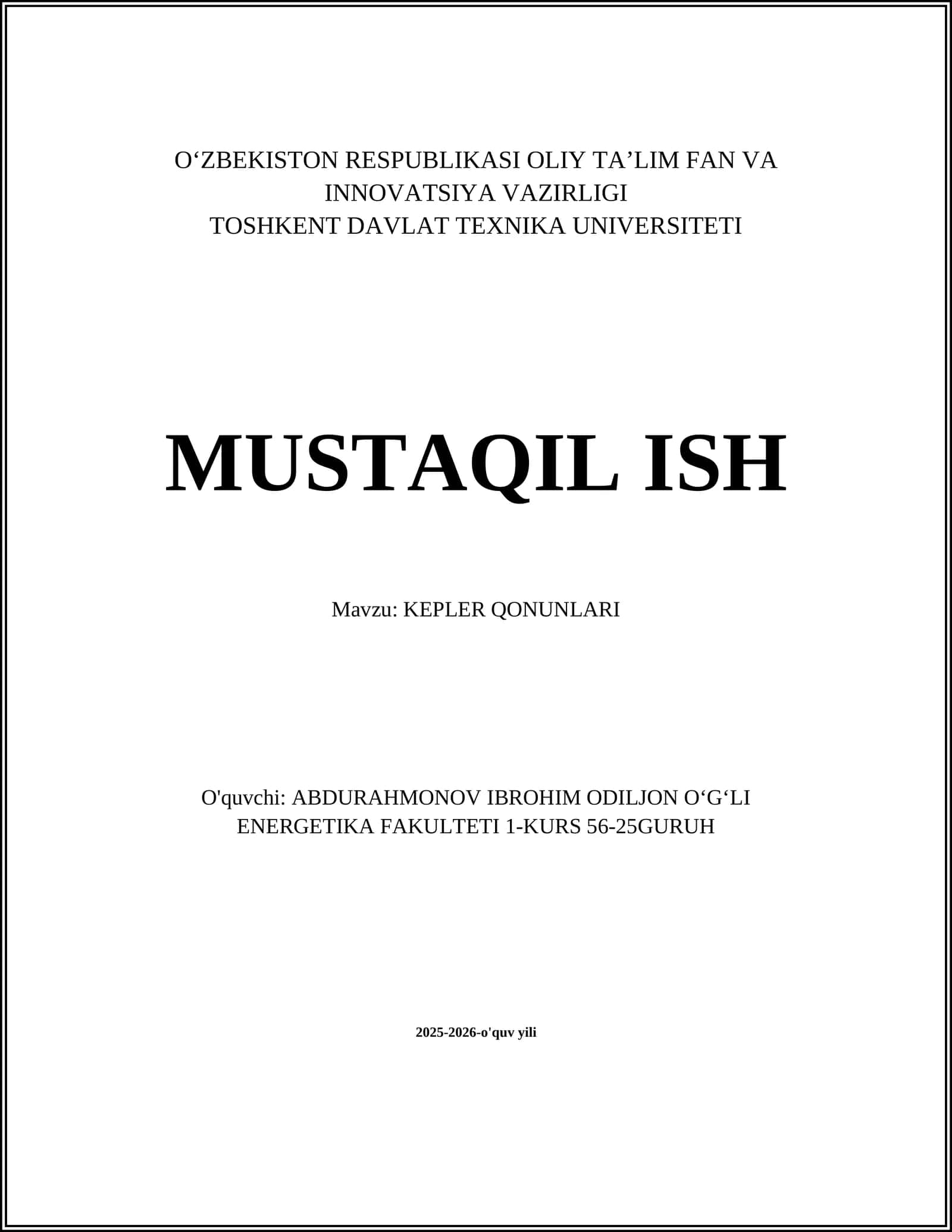 KEPLER QONUNLARI 1