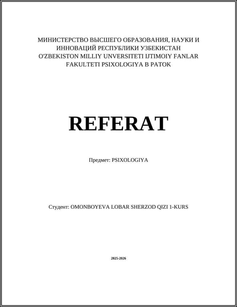 PSIXOLOGIYA REFERAT 1