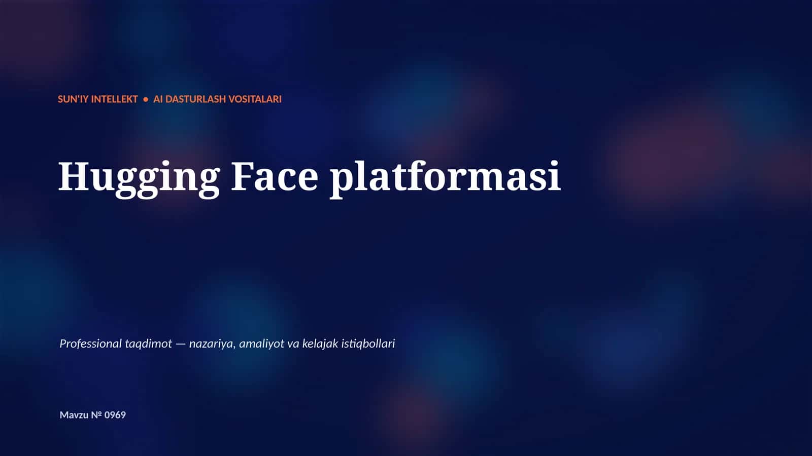 SUN'IY INTELLEKT • AI DASTURLASH VOSITALARI 1
