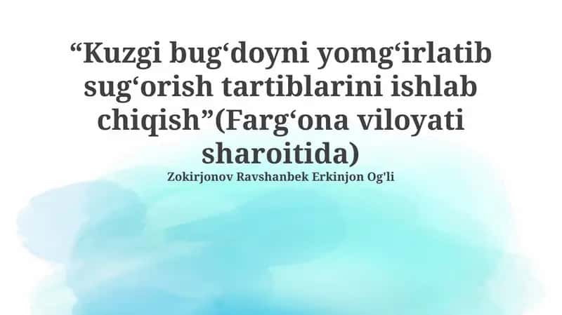 Optimallashtirilgan sug'orish rejimlarini ishlab chiqish 1