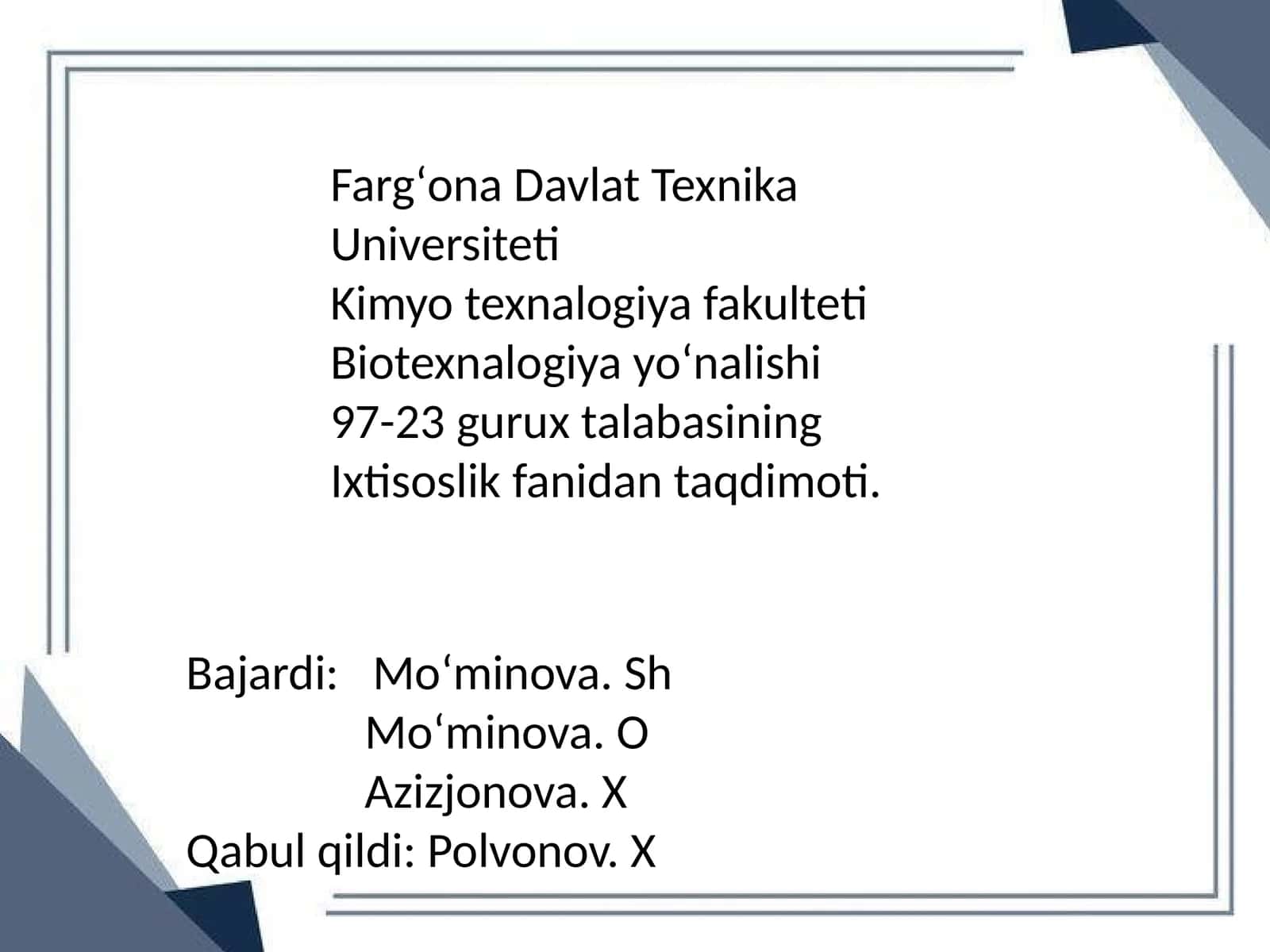 Biotexnalogiya yoʻnalishi 1