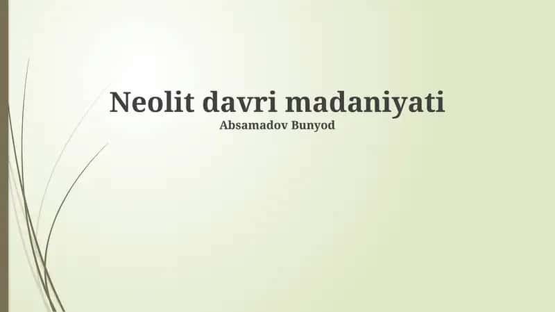 Neolit davri madaniyati 1