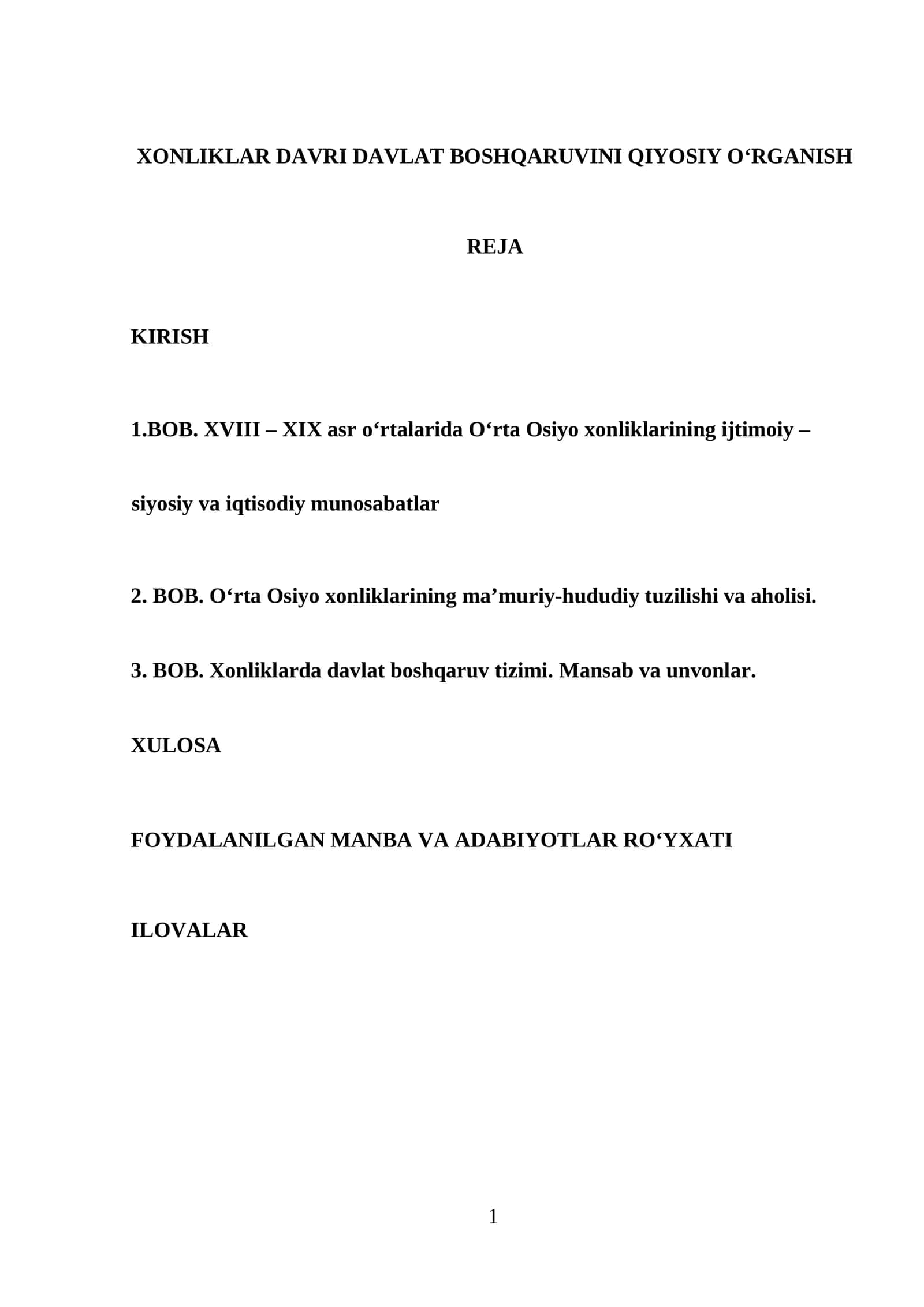 XONLIKLAR DAVRI DAVLAT BOSHQARUVINI QIYOSIY OʻRGANISH 1