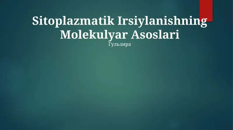 Sitoplazmatik Irsiylanishning Molekulyar Asoslari 1