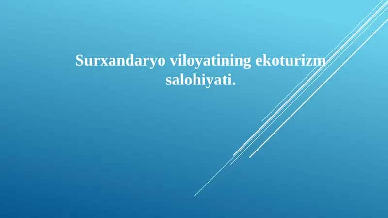 Surxandaryo viloyatining ekoturizm salohiyati. 1