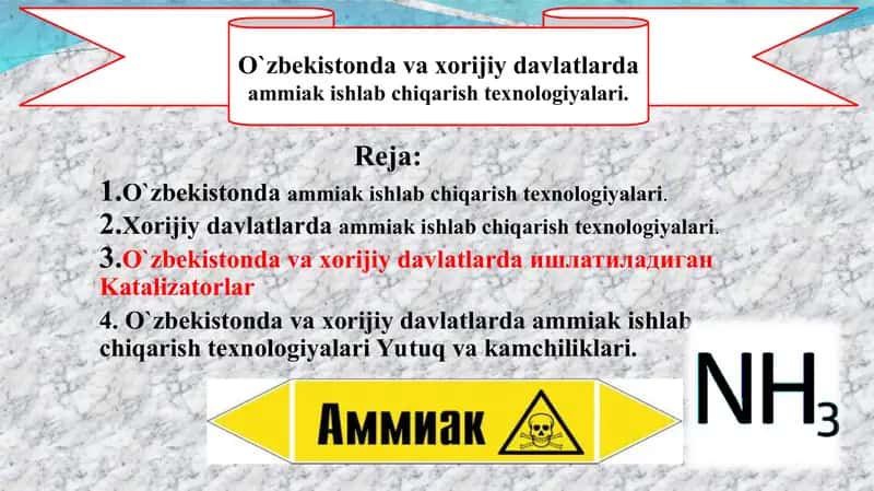 Ammiak ishlab chiqarish texnologiyalari 1