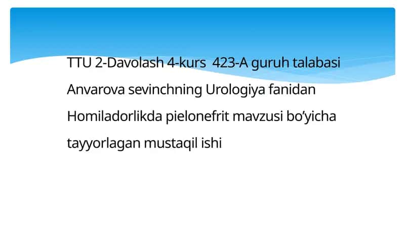 Homiladorlikda Pielonefrit 1