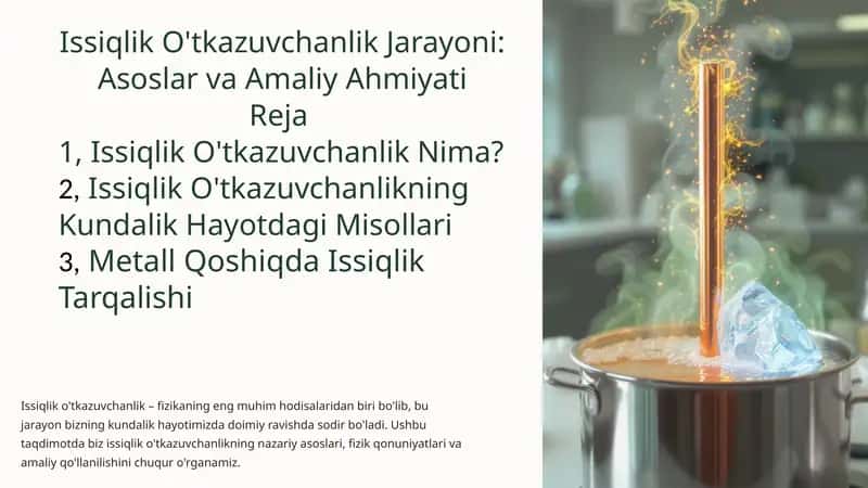 Issiqlik O'tkazuvchanlik Jarayoni: Asoslar vaAmaliyAhmiyati 1