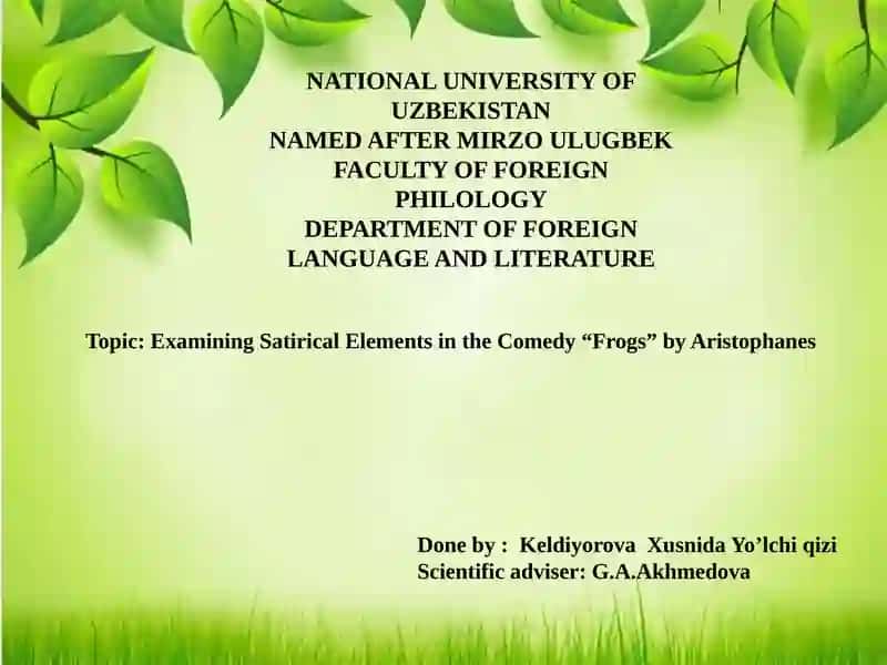 Examining Satirical Elements in the Comedy “Frogs” by Aristophanes