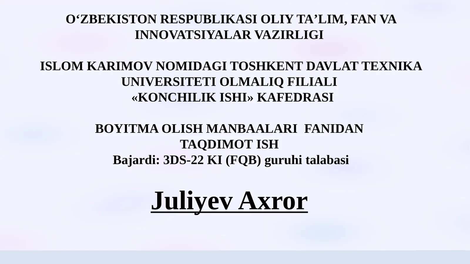 Mineralogik tekshirishlarning sanoatdagi ahamiyati 1