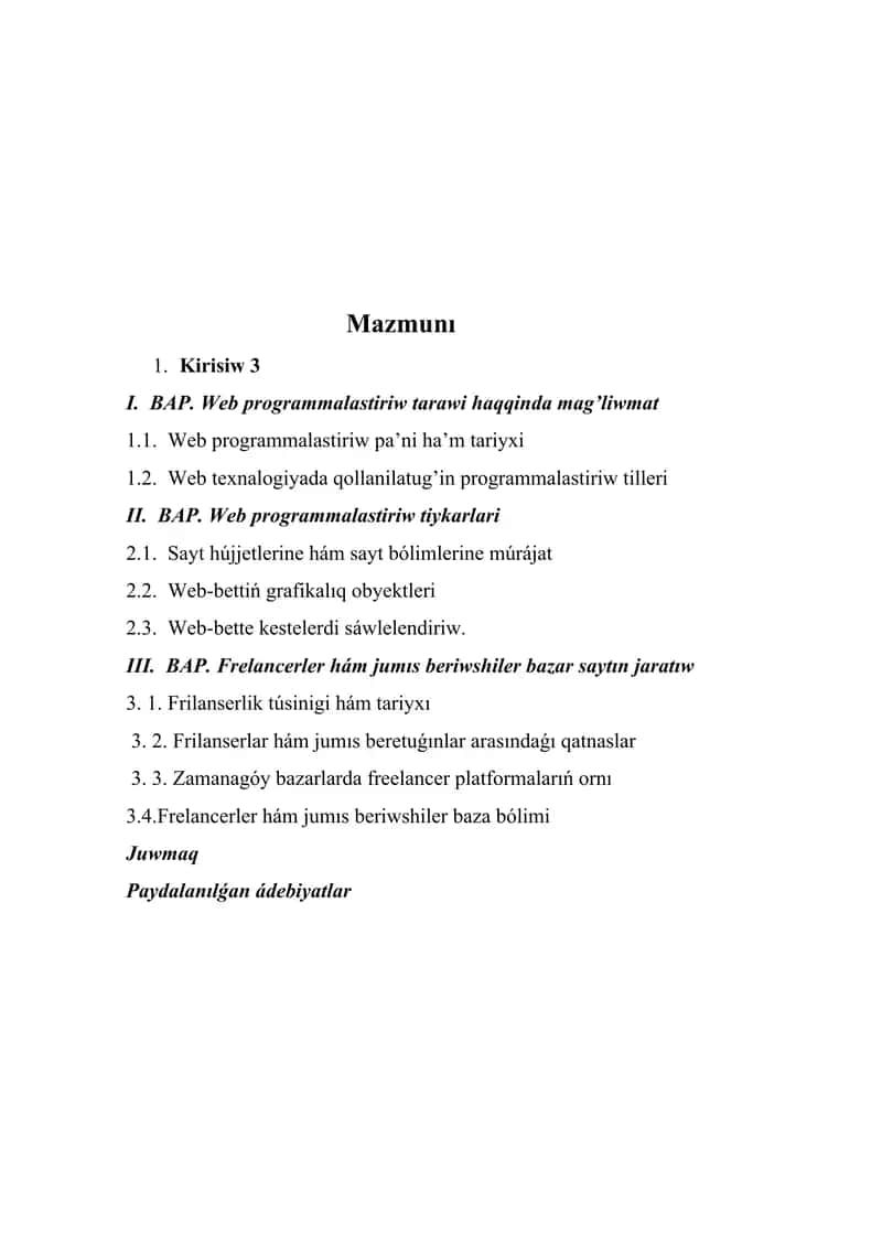Frilanserler ham jumis beriwshiler kurs ishi 1