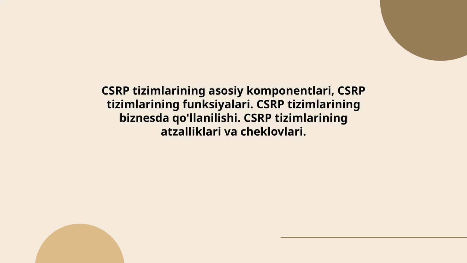 CSRP tizimlari 1
