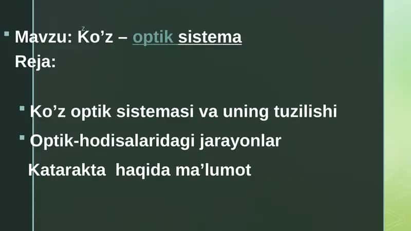 Ko’z-optik sistema 1