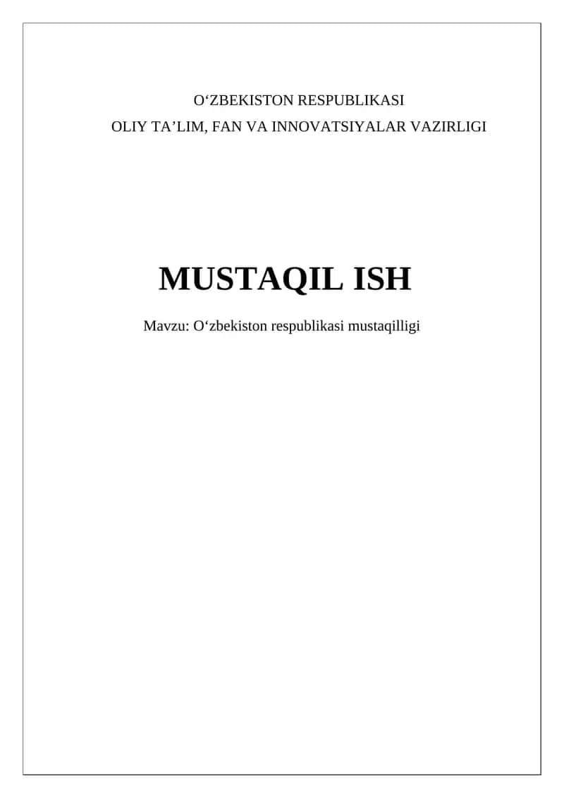 Oʻzbekiston respublikasi mustaqilligi 1