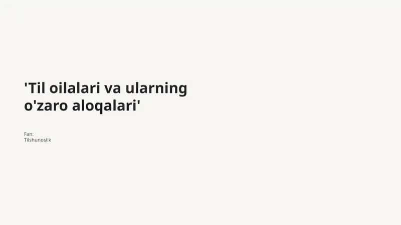 Til oilalari va ularning o'zaro aloqalari 1
