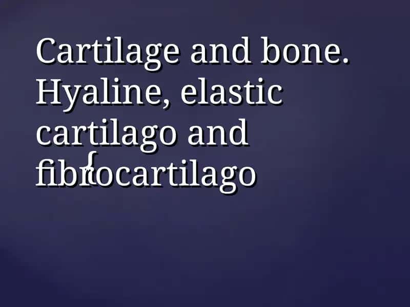 Cartilage and bone. Hyaline, elastic cartilago and fibrocartilago 1