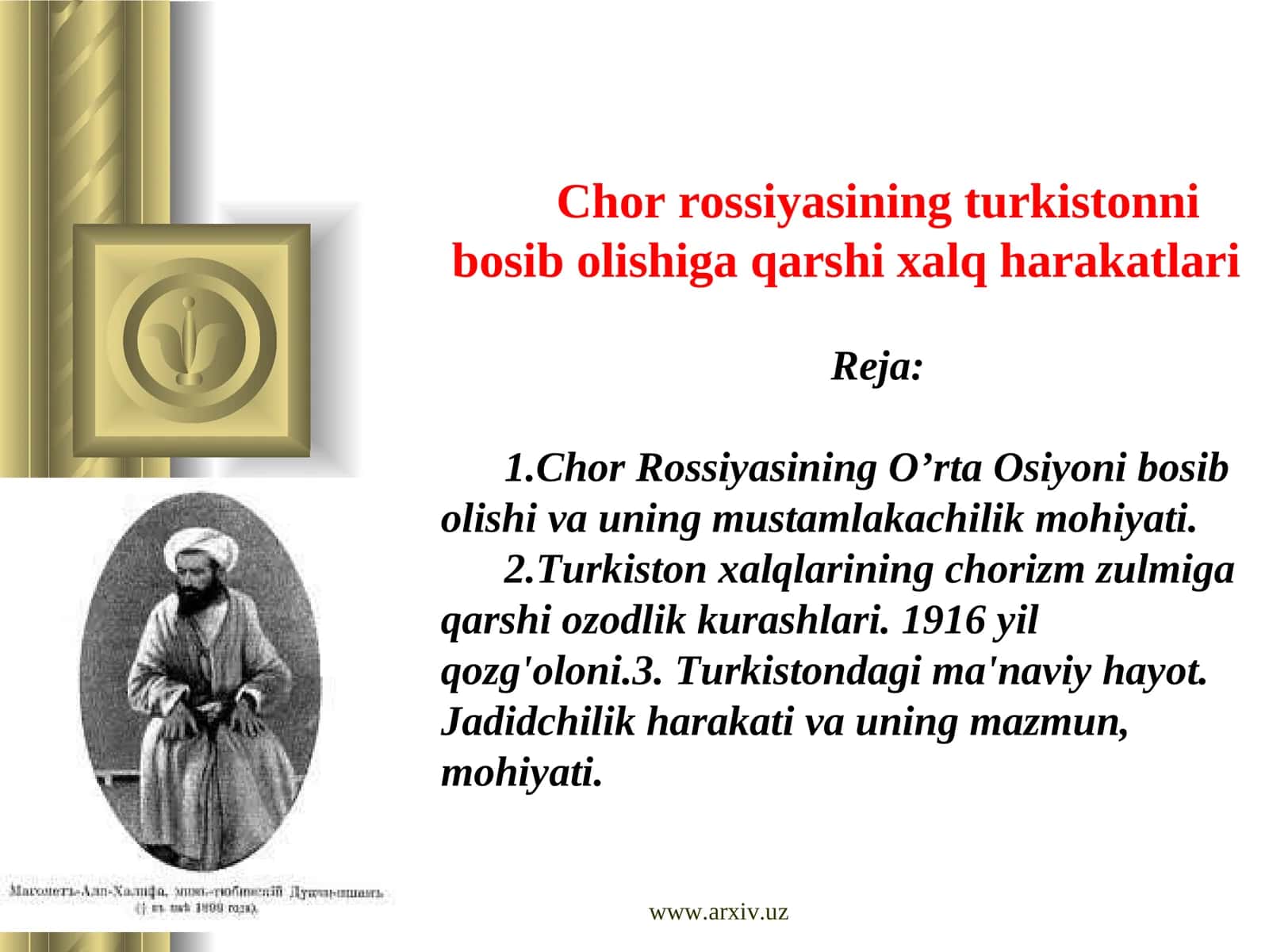 Turkiston Xalqlarining Chorizm Zulmiga Qarshi Ozodlik Kurashlari 1