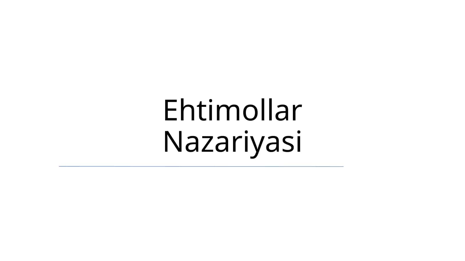 Ehtimollar Nazariyasi 1