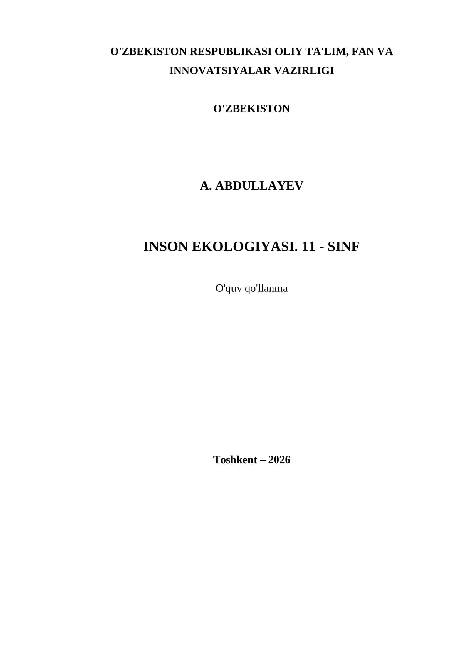 INSON EKOLOGIYASI. 11 - SINF 1