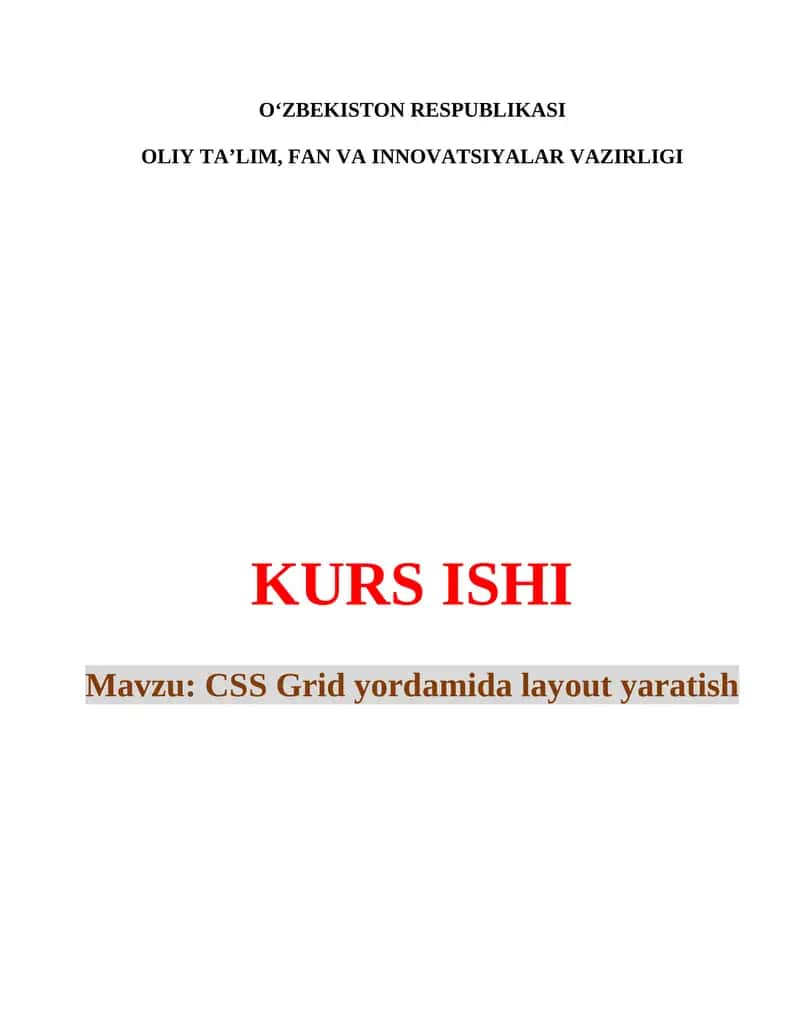 CSS Grid yordamida layout yaratish 1