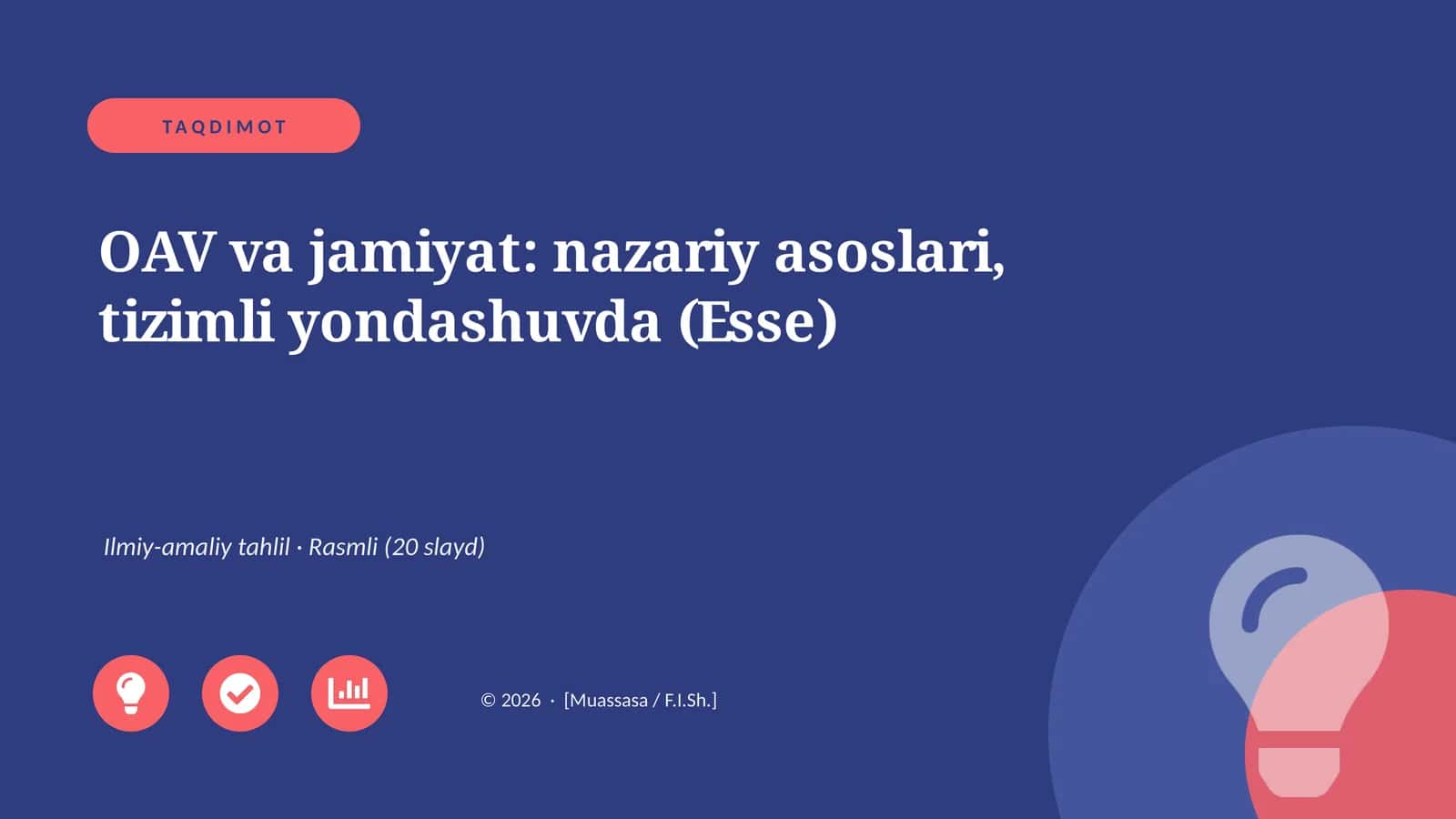 OAV va jamiyat: nazariy asoslari, tizimli yondashuvda (Esse) 1