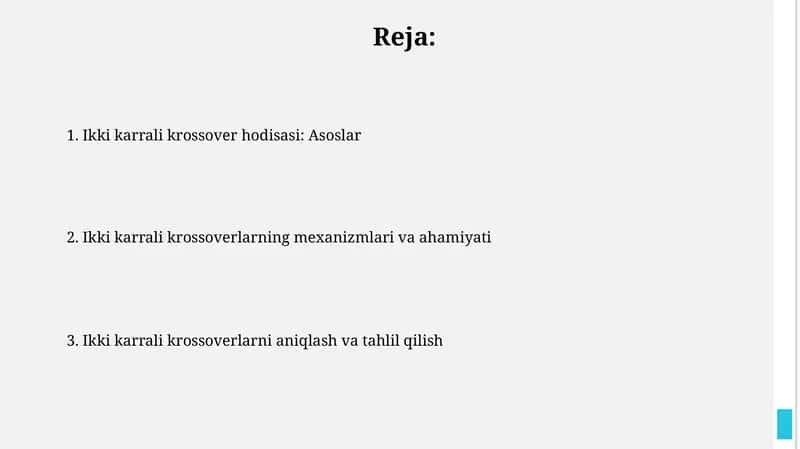 Ikki karrali krossover hodisasi: Asoslar 1