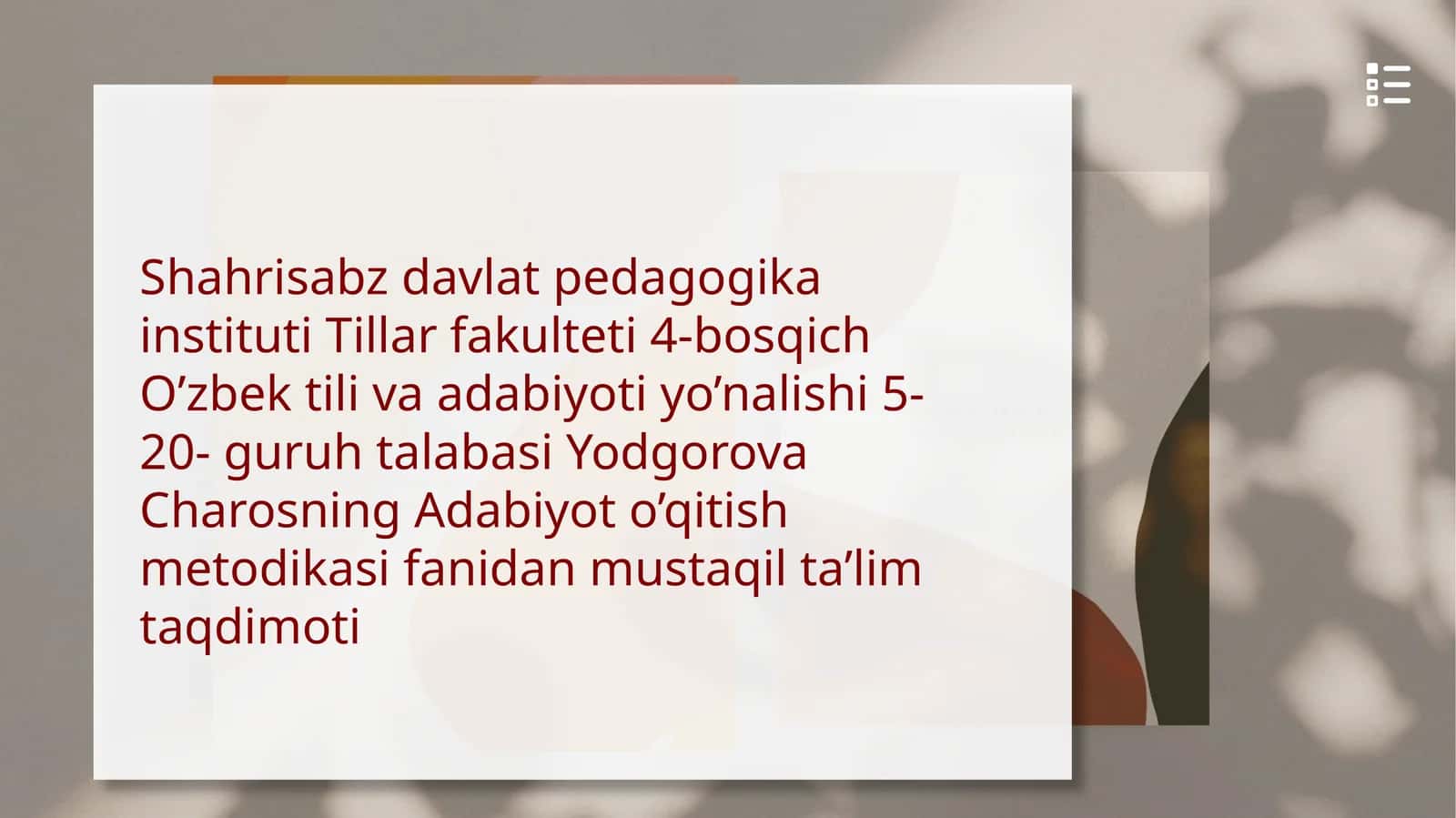 LEHNGSTON HYUZ. “RAHMAT SIZGA, XONIM” 1