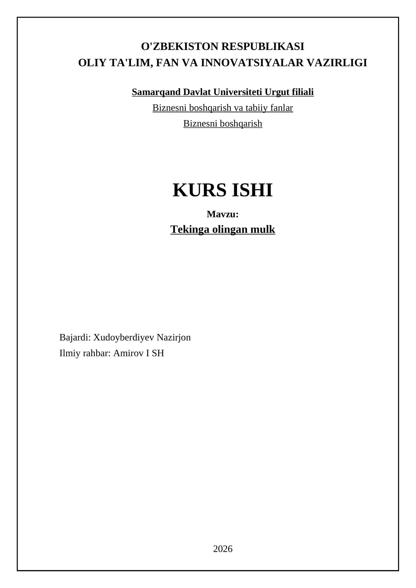 Tekinga olingan mulk 1