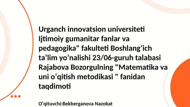 Boshlangʻich sinflarda matematikadan DTS tahlili 1