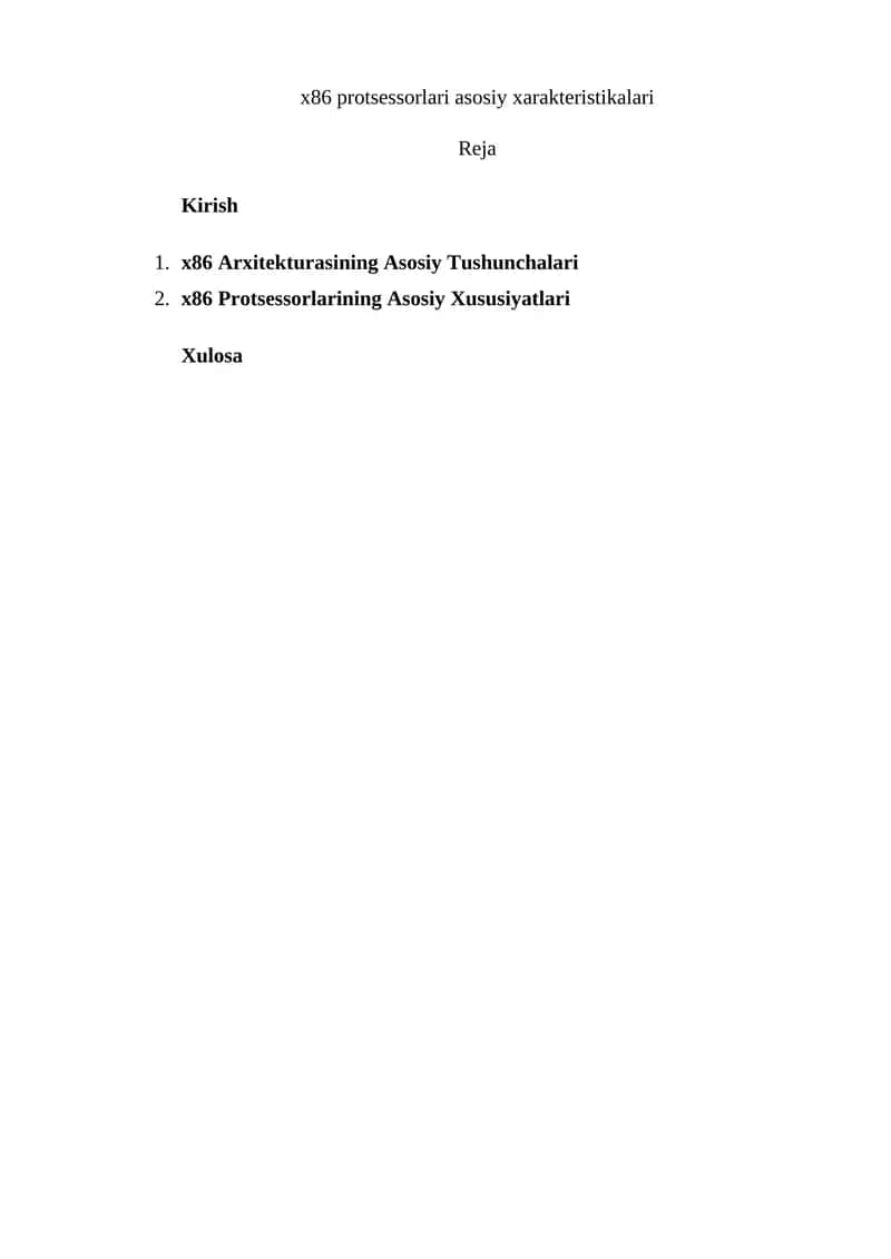 x86 protsessorlari asosiy xarakteristikalari 1
