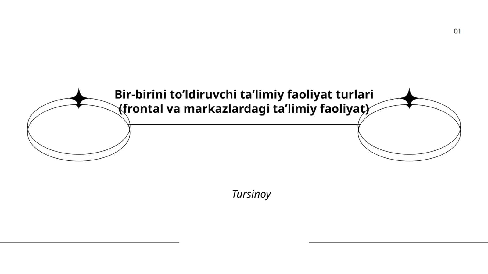 Bir-birini toʻldiruvchi taʼlimiy faoliyat turlari (frontal va markazlardagi taʼlimiy faoliyat) 1