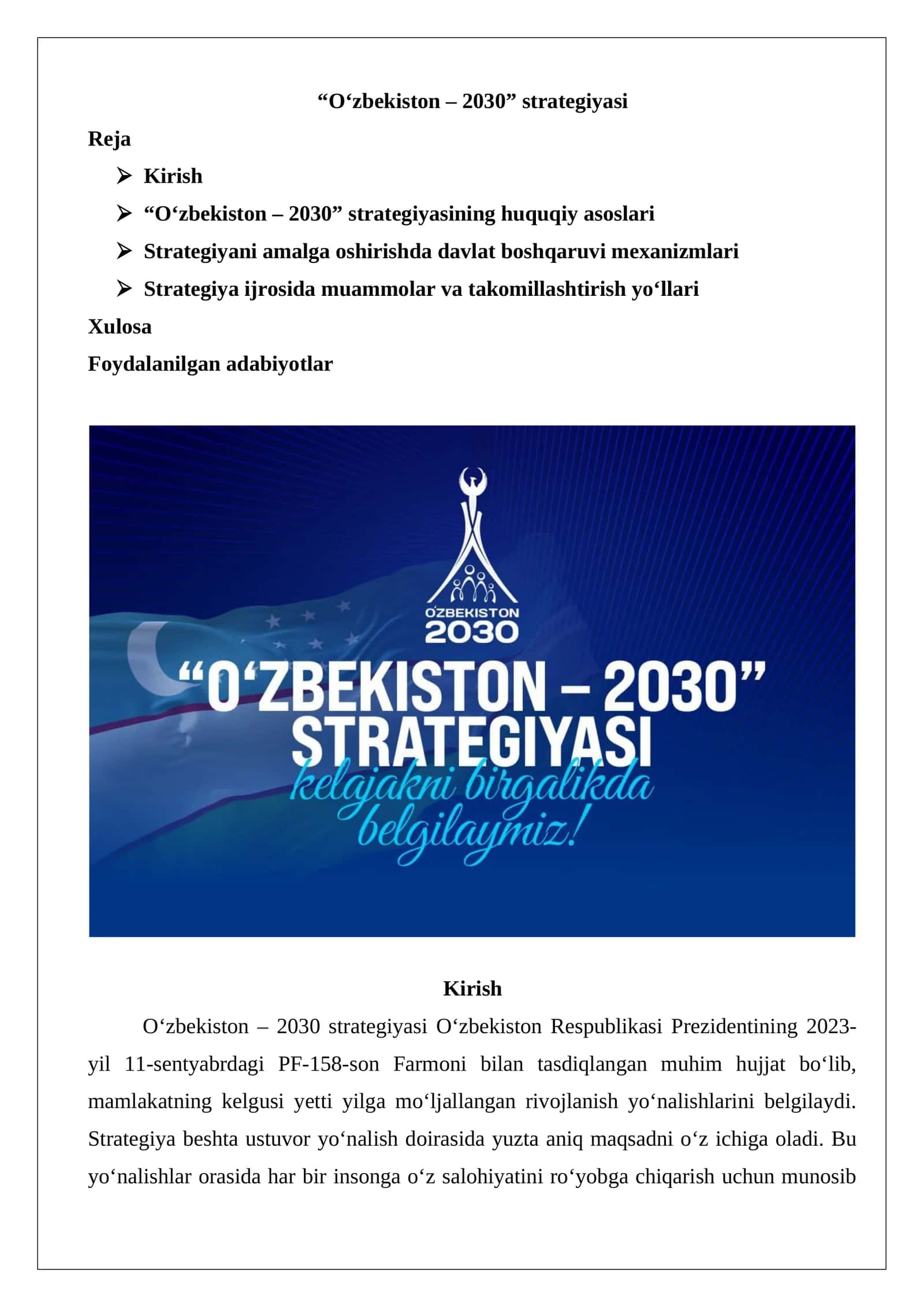 “O‘zbekiston – 2030” strategiyasi 1