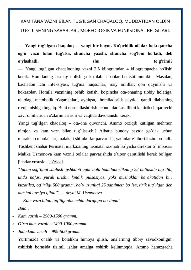 Yangi tug'ilgan chaqaloq 1