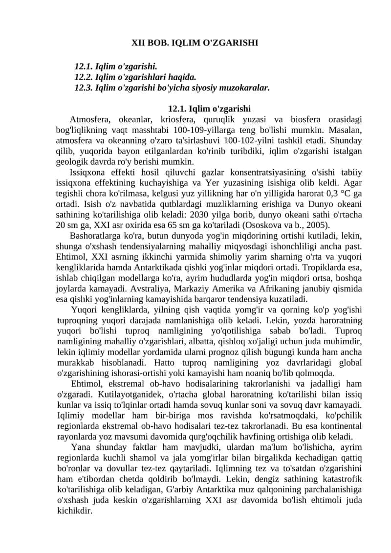 IQLIM O'ZGARISHI 1