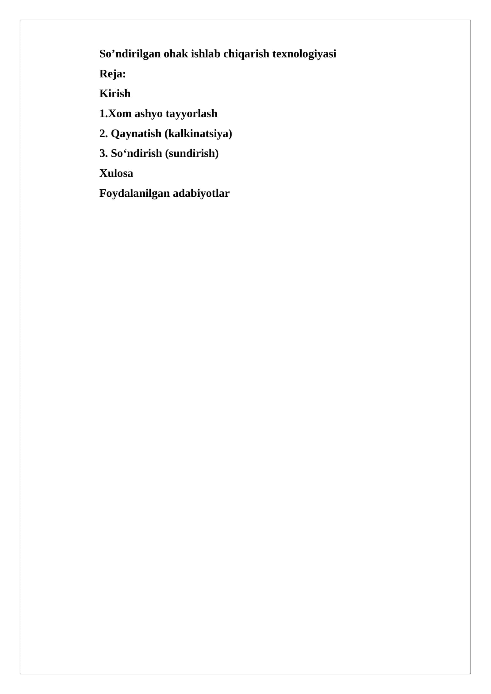 So‘ndirilgan ohak ishlab chiqarish texnologiyasi 1