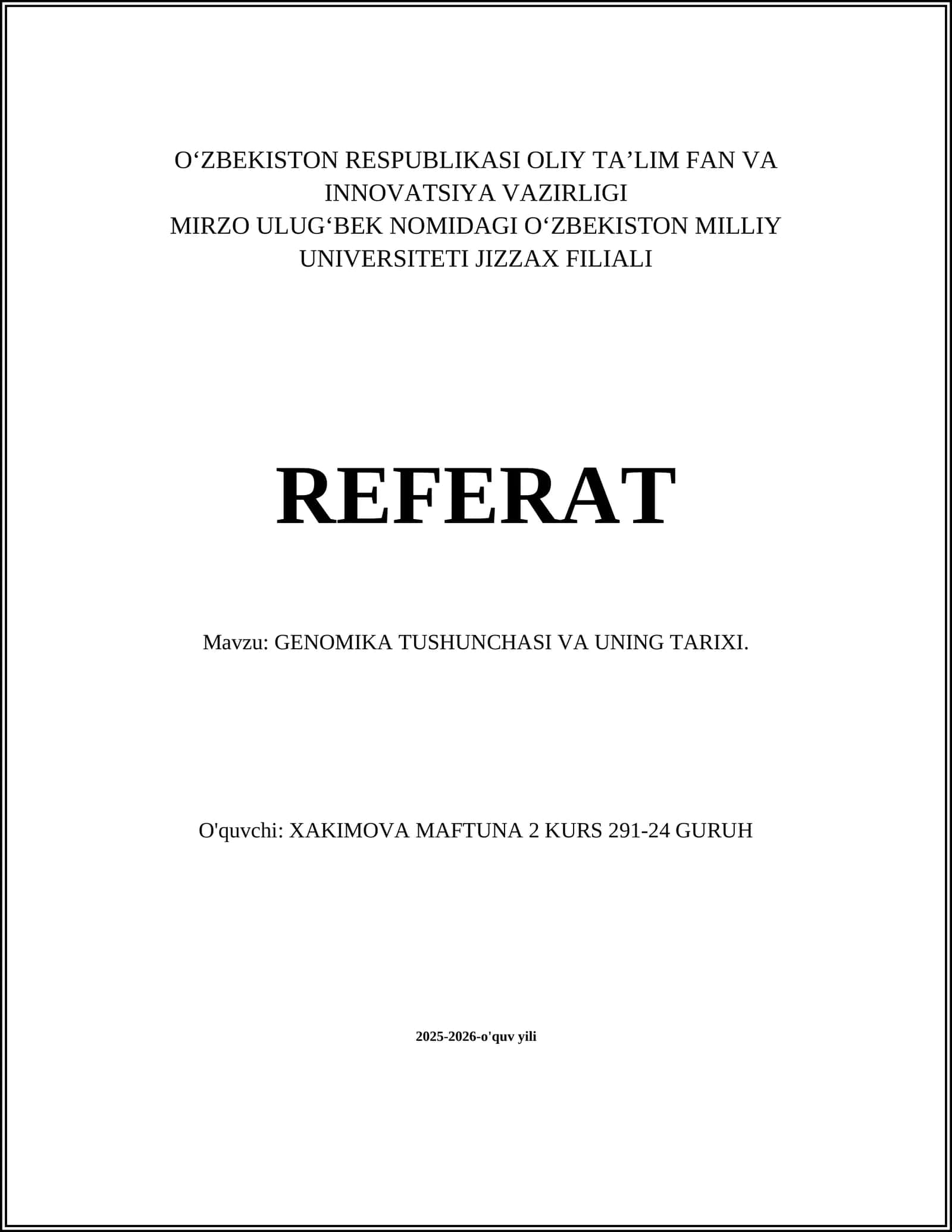 GENOMIKA TUSHUNCHASI VA UNING TARIXI 1