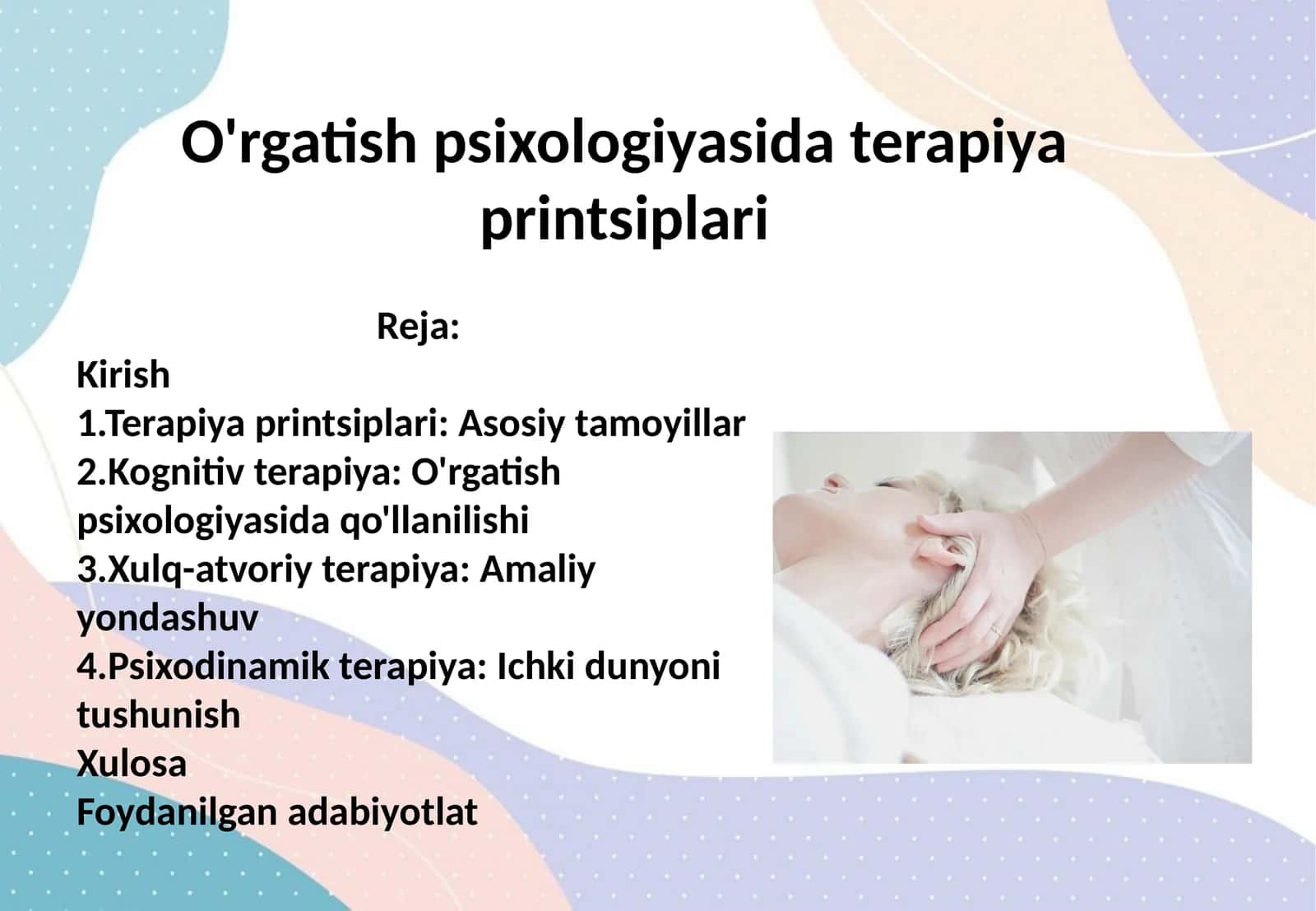 O'rgatish psixologiyasida terapiya printsiplari 1