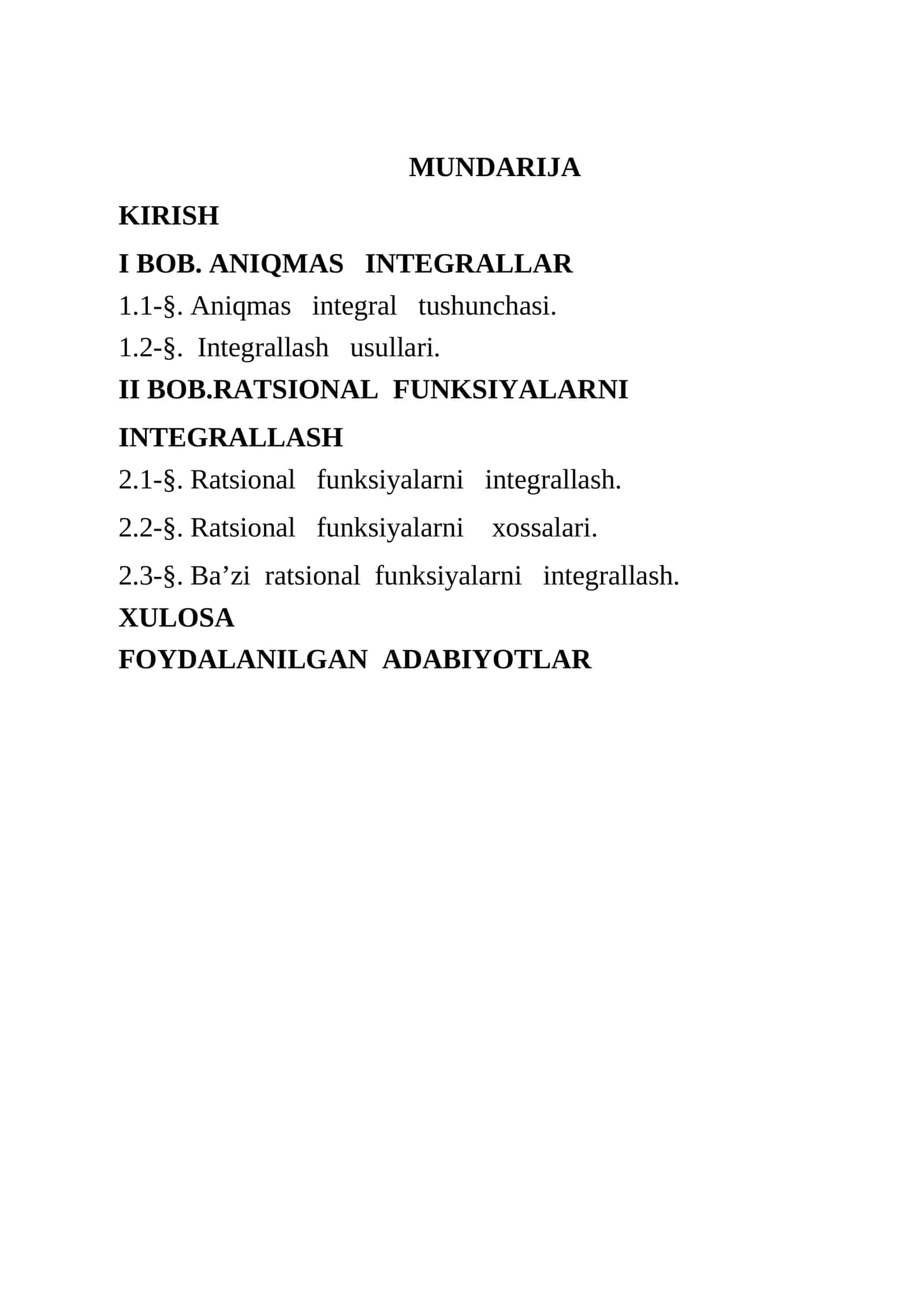 Aniqmas integral va ratsional funksiyalarni integrallash 1