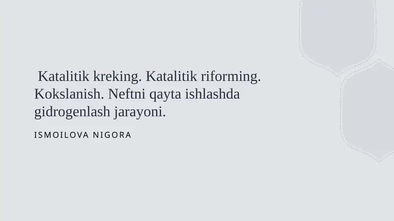 Katalitik kreking va neftni qayta ishlash 1