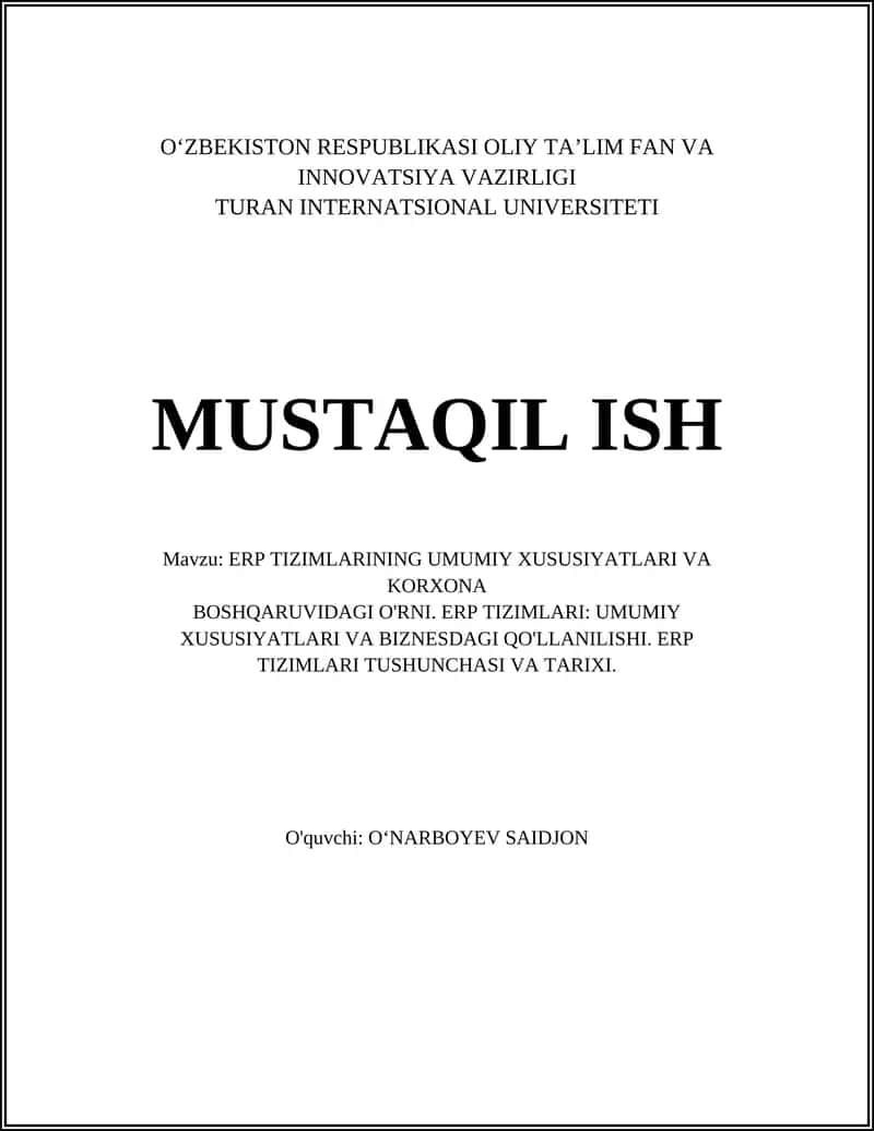 ERP Tizimlari 1