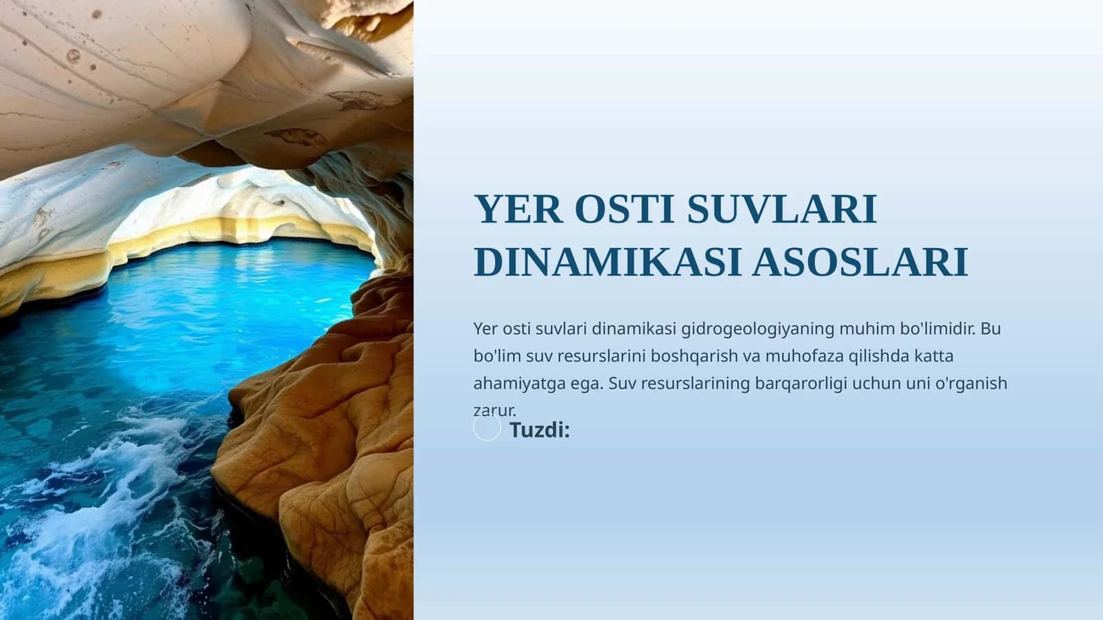 YеR OSTI SUVLARI DINAMIKASI ASOSLARI 1
