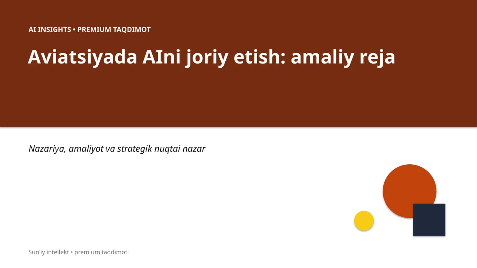 Aviatsiyada AIni joriy etish: amaliy reja 1