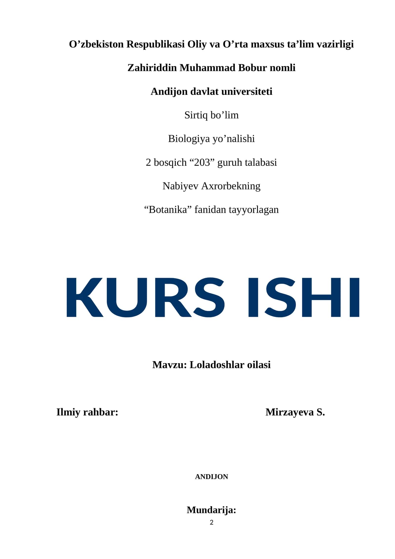 Loladoshlar oilasi 1