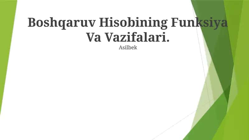 Boshqaruv Hisobining Funksiya Va Vazifalari 1
