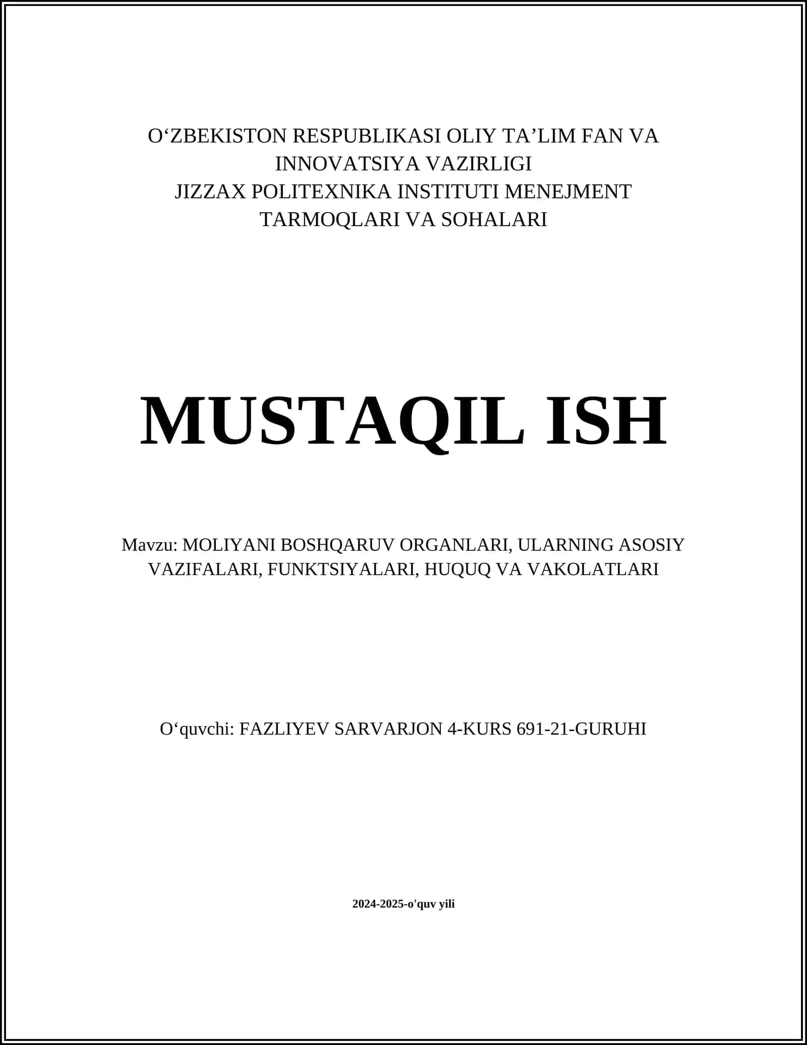 Moliyaviy boshqaruv organlari 1