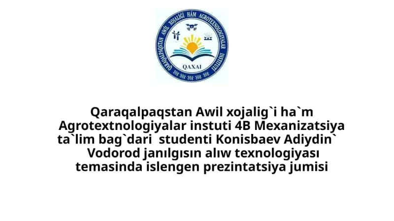 Vodorod janılgısın alıw texnologiyası 1