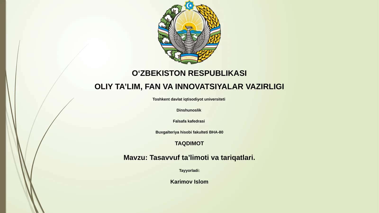 Tasavvuf ta’limoti va tariqatlari 1