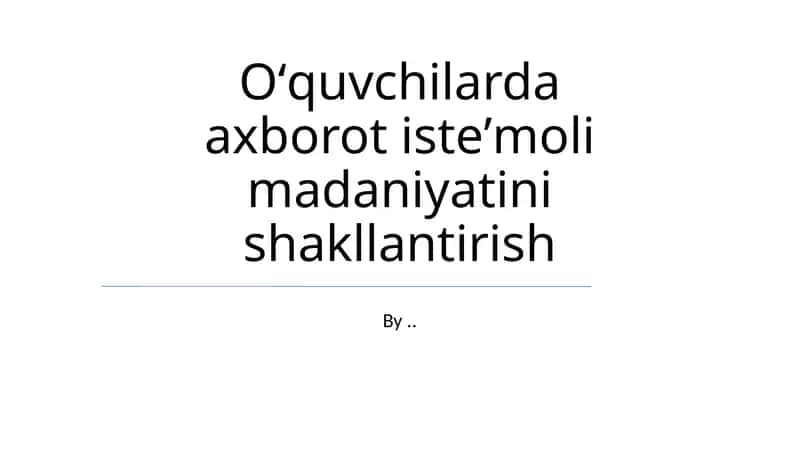 Axborot savodxonligi 1